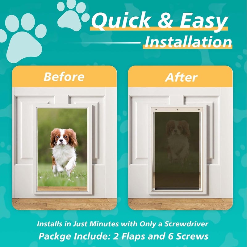 MOLYLY 2 Pack Small Dog Door Replacement Flaps with Screws - Compatible with Petsafe Freedom Pet Doors PAC11-11037 - 8 7/8” x 5 1/8”Ruff Weather Replacement Flaps with Magnetic Closure - Image 3